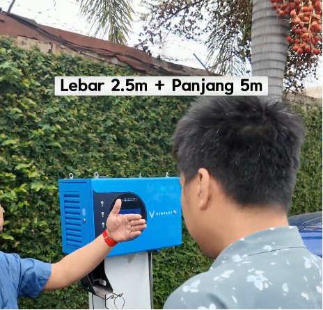 Pak Benny menunjukkan ukuran slot: lebar 2,5 m, panjang 5 m